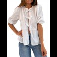 thumbnail image 3 of Blusa Peplum Y2K para Mujer, de Corta Abullonada, con Lazo, para Salir de Verano, Blusa Babydoll. M, 3 of 10