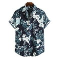 thumbnail image 1 of Hauts Homme de Mode à Col en V à Manches Courtes T-Shirt Été Imprimé Chemisier à Boutons, 1 of 4