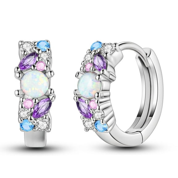 MULA Sparkling 925 Sterling Silver Hoop Earrings 5A Zircon Opal for Women Jewelry Gift