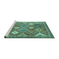 thumbnail image 2 of Ahgly Company Machine Washable Indoor Round Persian Turquoise Blue Traditional Area Rugs, 6' Round, 2 of 4