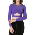 thumbnail image 6 of INSPIRE CHIC Women's Glitter Top Twist Fitted Long Sleeve Cutout Party Cropped Sparkly Tops XL Purple, 6 of 9