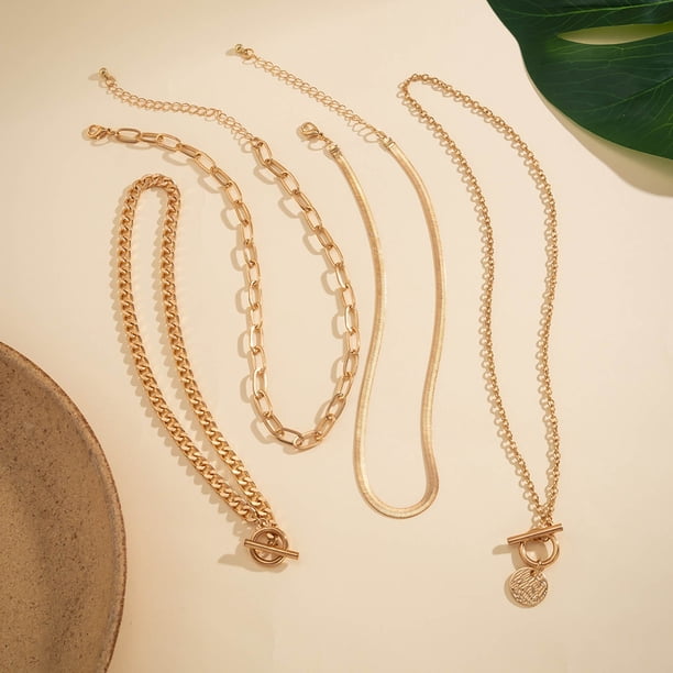 Collier Superposé Délicat Pour Femme – Or 14 Carats Plaqué – Chevrons – Neuf Avec étiquettes