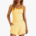 thumbnail image 4 of Carlikeit Women's 2 Piece Striped Lounge Set with Spaghetti Strap Tank Top and High Waist Wide Leg Shorts with Pockets, 4 of 9