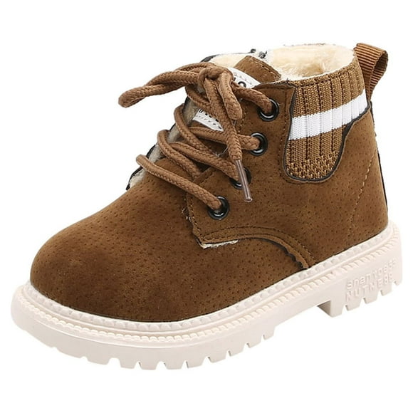 nsendm Baby Boys Shoes Toddler Male Size 1 Girls Shoes Booties Shoes Boots Infant Boys Ankle Toddler Girls Lace Up Warm Short Kids Boys Canvas Slip on Shoes Brown 9
