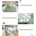 thumbnail image 5 of Toddler Girl Swimsuit Summer Sunscreen Long Sleeve Fashion Print Rash Guard Shirt Tops Shorts Split Swimsuits Girls Bathing Suit Green 12-13 Years, 5 of 6