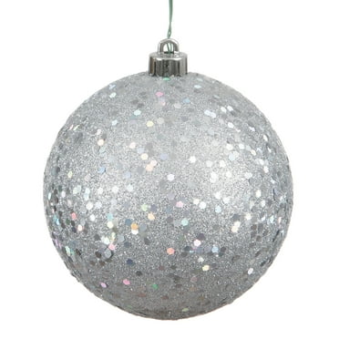 Vickerman 4" Silver Sequin Ball Ornament, 6 per Bag