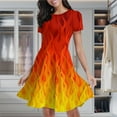 thumbnail image 2 of Red Orange Yellow Burning Flames And Fire Women's Classic Swing Skater Dress Casual Work Party Cocktail Dresses, 2 of 6