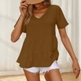 thumbnail image 2 of Lenpel Women's Babydoll Tops Summer Short Sleeve V Neck Tiered Peplum T Shirts Casual Loose Tunic Blouses, 2 of 7