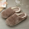 thumbnail image 4 of Jacquard Non-slip Cotton Slippers Soft Bottom Slippers Indoor Cotton Cotton Slippers Suede Winter Warm Home Floor Bedroom Shoes Deep Coffee L, 4 of 9