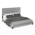 thumbnail image 3 of Furinno Pessac Fabric Upholstered Bed Frame with Wooden Slat Support, King, Glacier, 3 of 6