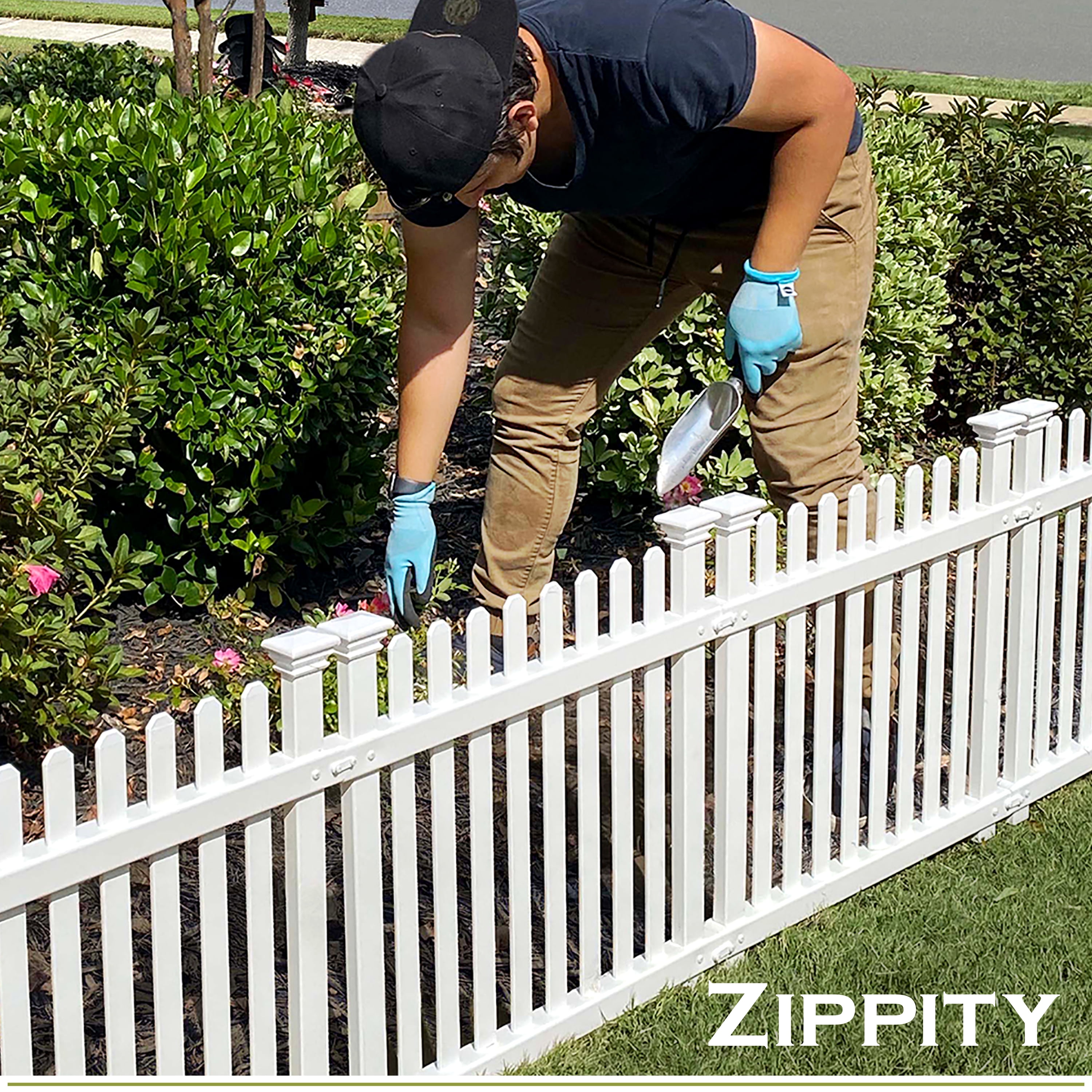 2ft H x 2ft W (3 Panels) No Dig Zippity Roger Rabbit Garden Fence Kit, White Vinyl Picket Fence Panels, Perfect Garden Fences and Borders for Dogs, Dog Fence Outdoor for Yard, ZP19056