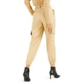 thumbnail image 2 of I.N.C Womens Faux Leather Casual Cargo Pants, Beige, 2, 2 of 3