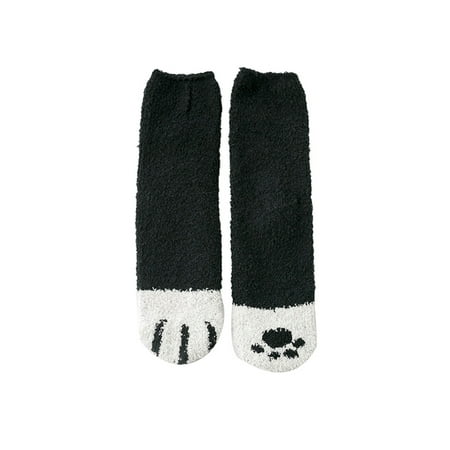 

YeccYuly Cartoon Women Autumn Winter Cats Paws Coral Fleece Homewear Warm Floor Socks