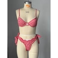 thumbnail image 3 of Top-kevin 2 Piece Women's Gingham Check Bikini Set - Red & White Ruffle Triangle Top with Bow Detail & High Waisted Tie Side Bottom Cute Sexy Swimwear for Beach Summer Vacation, 3 of 5