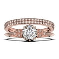 thumbnail image 1 of Beautiful 2.25 Carat Round Cut Diamond Moissanite Floral Engagement Ring, Antique Wedding Ring, Two Matching Band in 925 Sterling Silver With 18k Rose Gold Plating, Gift For Her, 1 of 4