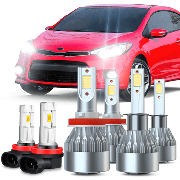 Fits 2014-2016 Kia Forte Koup LED Headlight Bulbs H1 High Beam H11 Low Beam H11/H8/H16 Fog Light Kit