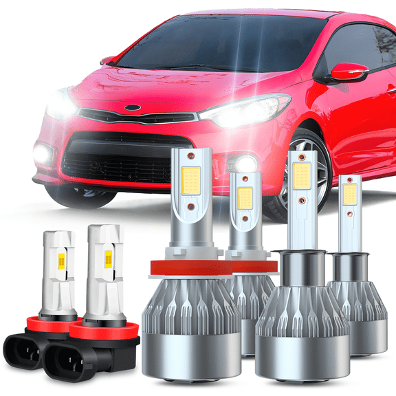Fits 2014-2016 Kia Forte Koup LED Headlight Bulbs H1 High Beam H11 Low Beam H11/H8/H16 Fog Light Kit