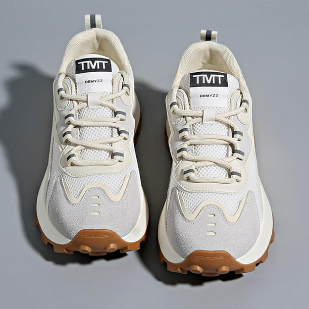 Zapatillas de deporte gruesas para mujer, malla antideslizante, cómodas, transpirables, zapatos informales para mujer, zapatos de verano para caminar gris 35 Yinane zapatillas casuales de mujer