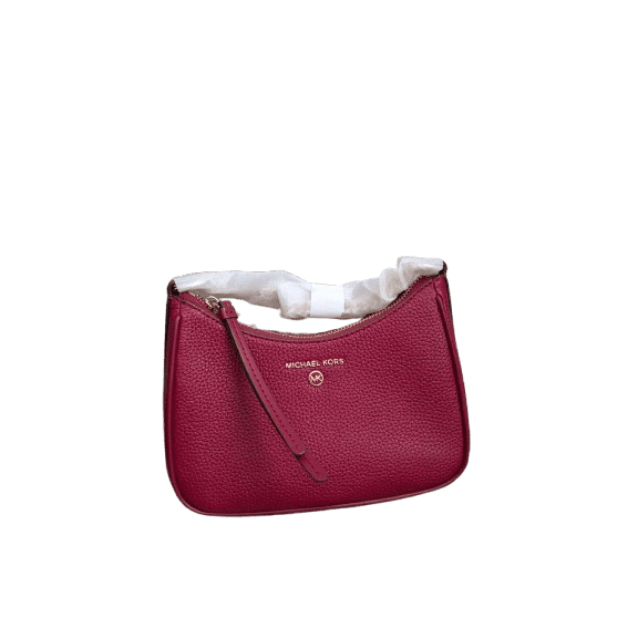 MICHAEL Michael Kors Jet Set Charm Small Pebbled Leather Pochette - Deep Red