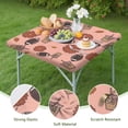 thumbnail image 4 of Pink Football and Drinks Pattern Square Fitted Tablecloth with Elastic Edge,Square Table Cover,Washable Elastic Table Cover for Home Kitchen Party Decor 34"x34", 4 of 6