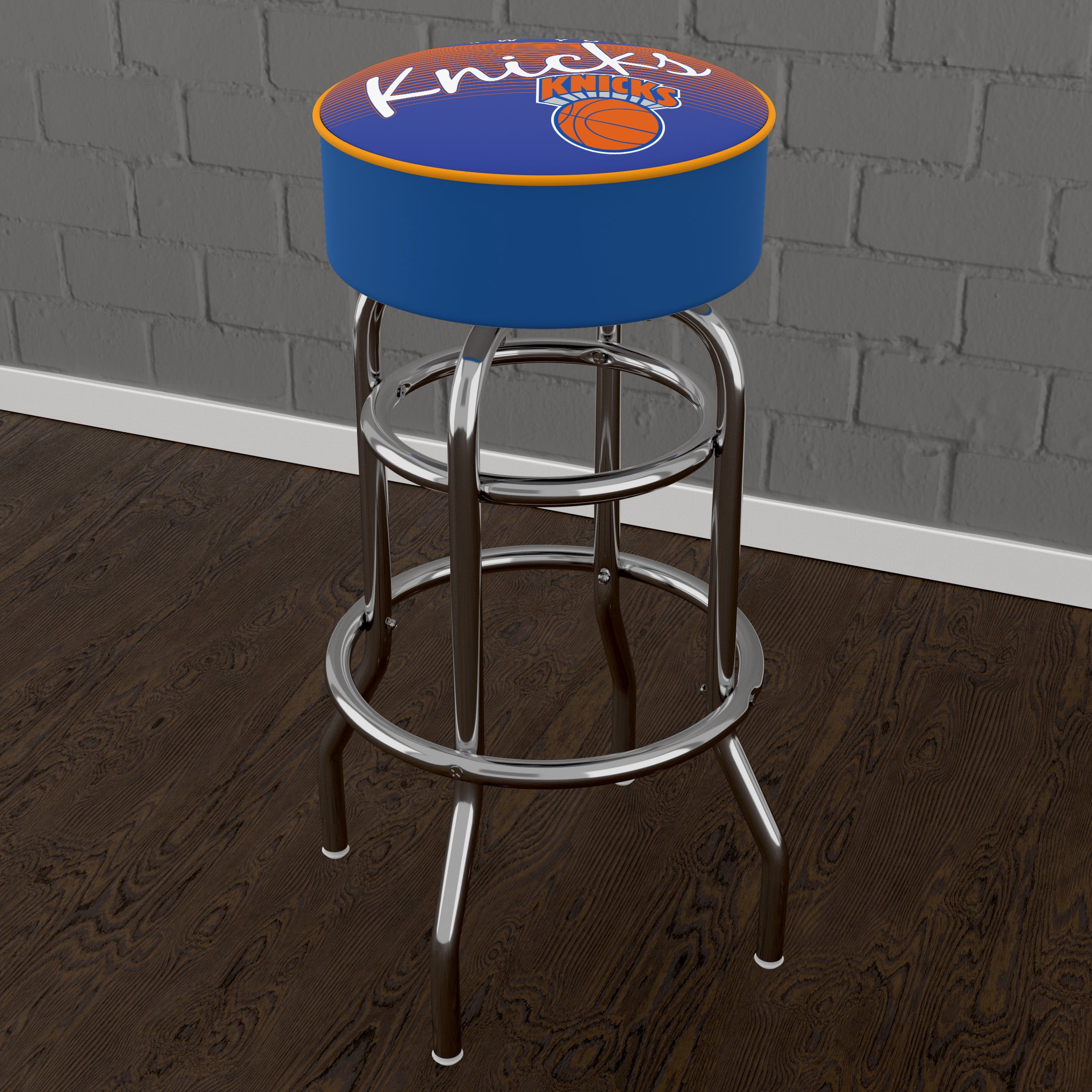 Trademark Gameroom New York Knicks Hardwood Classics Bar Stool with Padded Seat