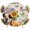 Beige, variant on Elastic Fitted Round Tablecloth, Spring Dog Waterproof Stretch Table Cover for 45"-54" Tables, Retro Watercolor Botanical Floral Sunflower Washable Outdoor Tablecloths for Patio, Picnic, Camping