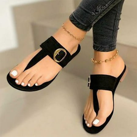 

EQWLJWE Women s Fashion Solid Color Sandals Summer Flip Flops Flat Heel Slippers Casual Shoes Women s Sandals Holiday Clearance