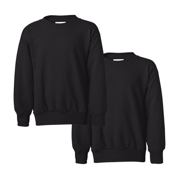 Hanes Youth Sweatshirt ComfortBlend EcoSmart | 7.8oz Fleece Crewneck Soft Sweatshirt, Size XS Pack 2, Black Kids Sweaters