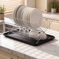 thumbnail image 6 of Folding Dish Drying Rack, 3 Tier Stainless Steel Countertop Utensil Organizer, Space Saving Dish Drainer Organizer for Dishes Bowls, Plates Cups, 6 of 6