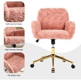 thumbnail image 6 of Pink Desk Chair Faux Fur Vanity Chair, Comfortable Home Office Chair with Wheels for Women, Swivel Wide Office Chair Makeup Chair Height Adjustable for Office, Study, Bedroom, Pink, 6 of 7