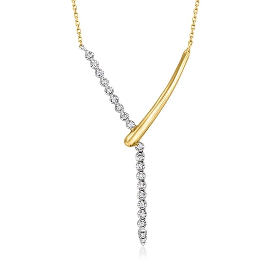 Ross-Simons 0.20 ct. t.w. Diamond Y-Necklace in 2-Tone Sterling Silver, Women's, Adult