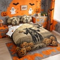 thumbnail image 2 of Homewish Dark Halloween Wizard Skeleton 7pcs Queen Bedding,Crow Pumpkin Print Bedding Comforter Set Queen,Tan Black Orange,Halloween Reversible, 2 of 8