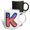 Multicolor, variant on 3drose, Stars and Stripes Monogram Initial K, 11oz Two-tone Blue Mug