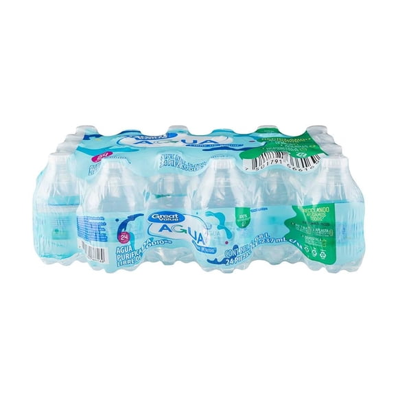 Agua Great Value 24 botellas de 237 ml c/u