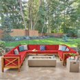 thumbnail image 2 of Noble House Brava 10 Seater U-Shaped Sectional Sofa Set Teak Red/Light Gray, 2 of 18