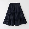 thumbnail image 4 of Toddler Girls Casual Elastic Waist Tiered Skirt Cute Ruffle Pocket Long Skirt Spring Summer Daily Wear 4-14Y, 4 of 5