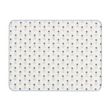 Beautiful Ditsy Botanical Printed Dish Drying Mat by Drew Barrymore, Green, 18"x24"