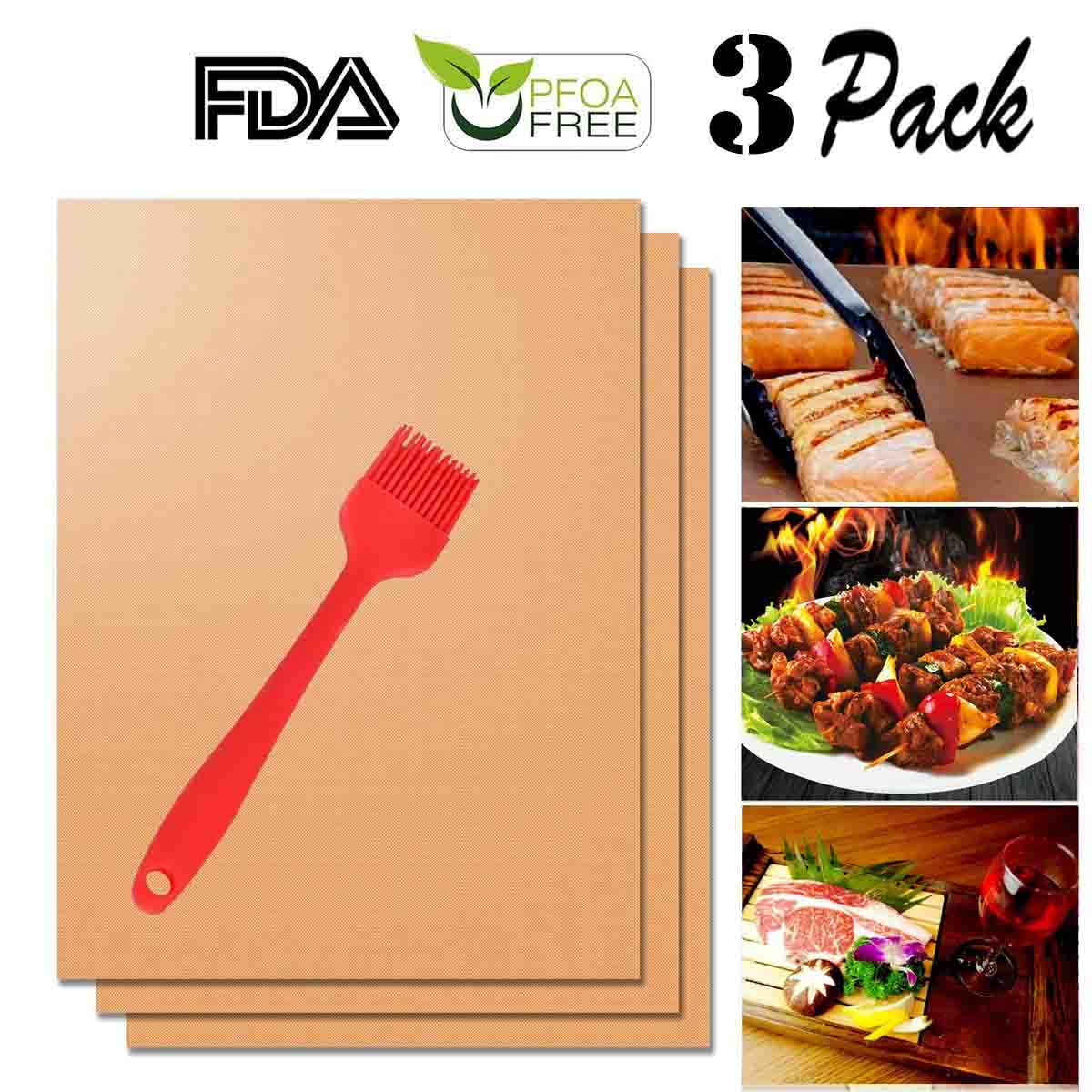 Copper Grill Mat Set Of 3 Non Stick Bbq Grill Mats Ptfe Teflon Baking Sheets Heavy Duty Reusable And Dishwasher Safe Easy Clean Easy Use On Gas