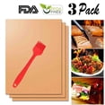 thumbnail image 1 of Copper Grill Mat - Set of 3 Non Stick BBQ Grill Mats - PTFE Teflon Baking sheets - Heavy Duty ,Reusable and Dishwasher safe - Easy Clean & Easy Use on Gas, Charcoal, Electric Grill, 1 of 6