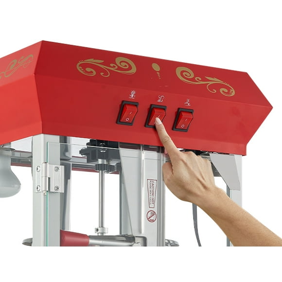 Máquina para hacer palomitas de maíz VEVOR, máquina para hacer palomitas de maíz para encimera de 8 Oz, 850 W, 48 tazas, color rojo