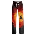 thumbnail image 4 of Halloween Costumes Womens Pajama Bottoms Halloween Floral Printed Casual Comfy Drawstring Pajama Pants Lightweight Pull On Petite Pants Orange XL, 4 of 6