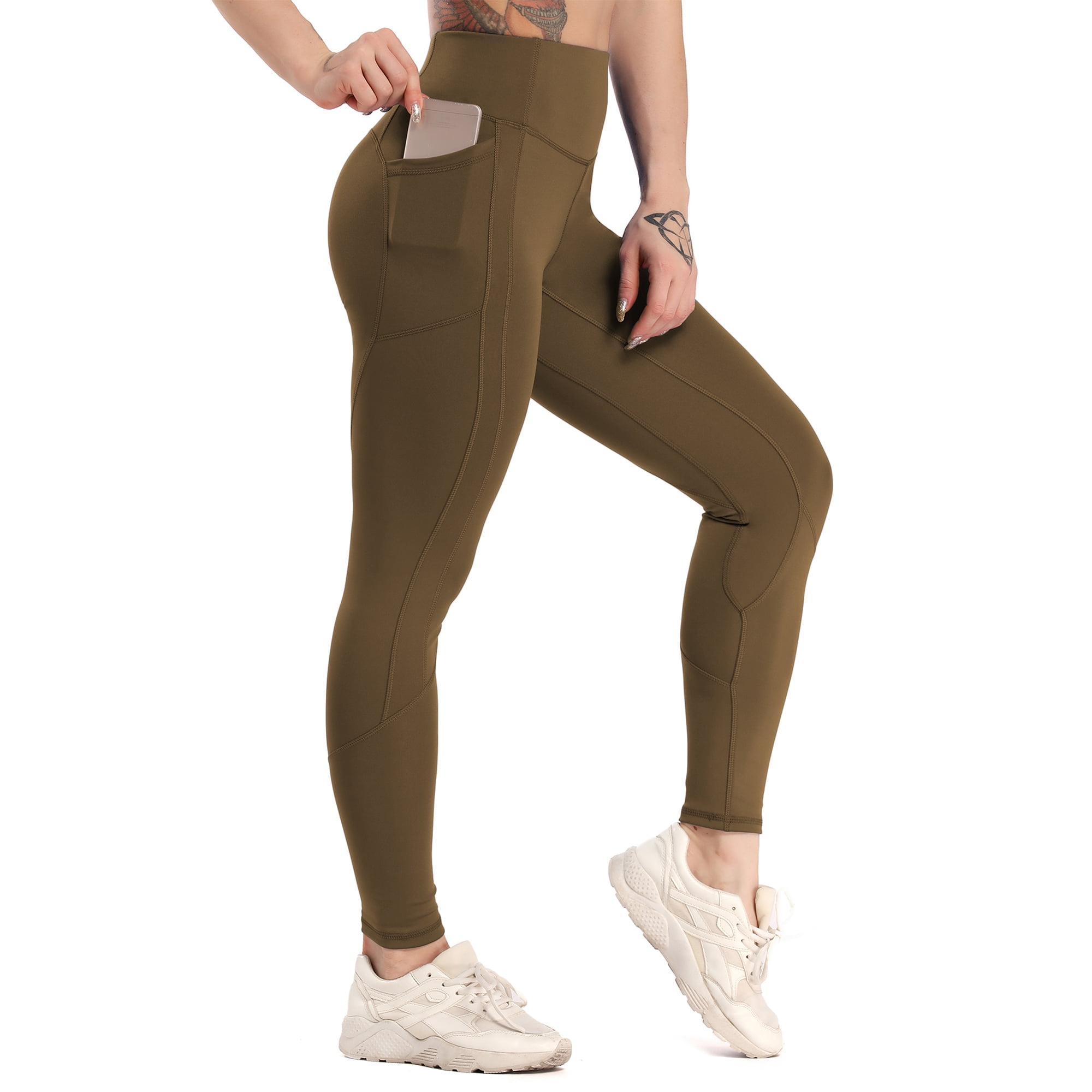 JEGGE High Waist Yoga Leggings with 4 Pockets Tummy Control