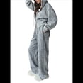 thumbnail image 3 of Chándal de Terciopelo de Dos Piezas para Mujer, Conjunto Deportivo de Dos Piezas con Capucha y Bolsillos. Gris M, 3 of 10