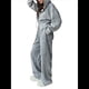 thumbnail image 3 of Chándal de Terciopelo de Dos Piezas para Mujer, Conjunto Deportivo de Dos Piezas con Capucha y Bolsillos. Gris L, 3 of 10