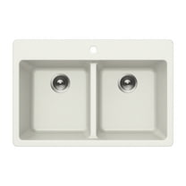 Houzer Quartztone 33 in Cloud Granite Composite Topmount 50/50 Double Bowl Kitchen Sink - M-300 CLOUD