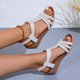 thumbnail image 5 of Sandalias de Cuña de las Mujeres Casuales Más Tamaño de Color Sólido Redondo Del Dedo Del Pie Abierto el Dedo Del Pie Elástico de la Espalda Sandalias, Cuñas de Verano Acolchadas, 5 of 5