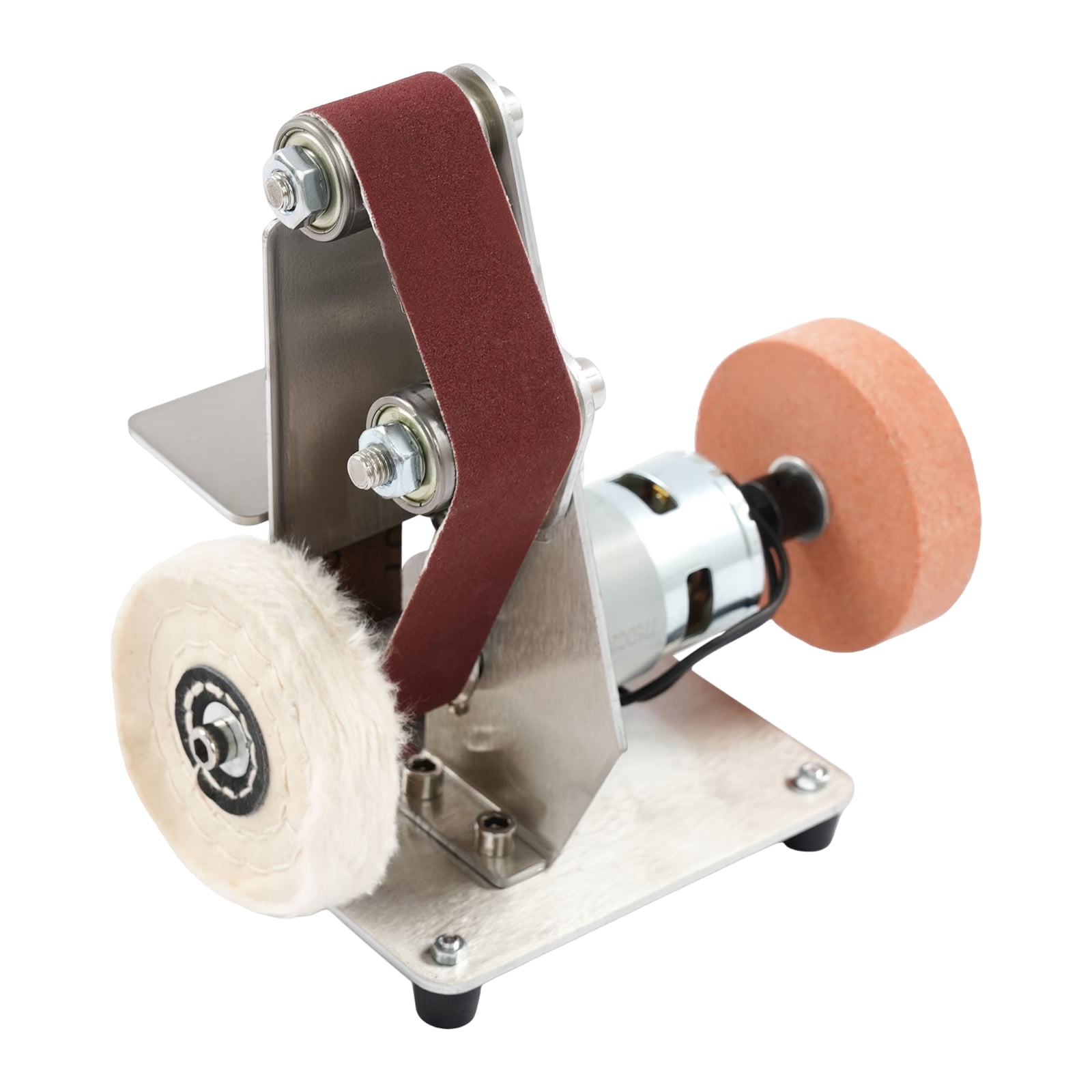 Electric Bench Grinder, All-Copper Motor with Forward/Reverse Switch, Includes 20 Belts and Wheels, Perfect for Metal Grinding and Knife Making