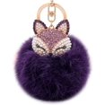 thumbnail image 1 of Real Fox Fur Ball with Artificial Fox Head Inlay Pearl Rhinestone Key Chain, 1 of 1