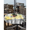 thumbnail image 2 of Outdoor Tablecloth with Umbrella Hole for Patio/Picnic/Party/Camping, Summer Lemon Watercolor Waterproof Table Cloth Round Cover Washable, Geometric Black Line Plaid (Dia 60"), 2 of 8