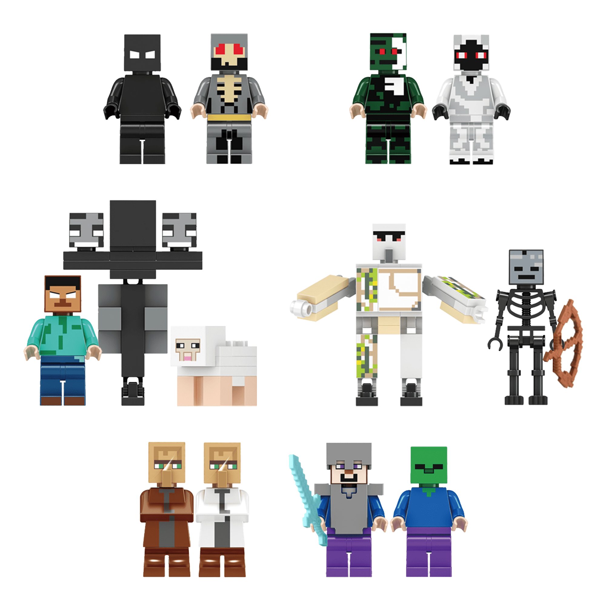 13 Pcs Minecraft Actions Figures Building Blocks Set, Mini Action
